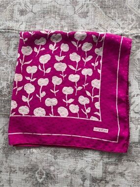Givenchy Vintage Fuchsia Floral Silk Square Scarf